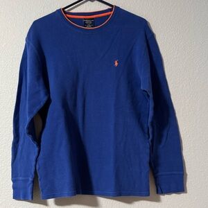 Polo Ralph Lauren Blue & Orange Waffle Knit Thermal Long Sleeve - Men’s Large